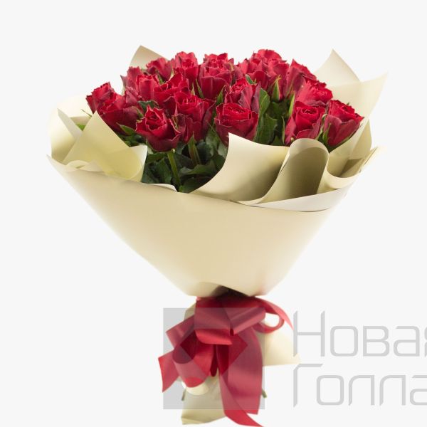 25 красных роз 40 см Кения